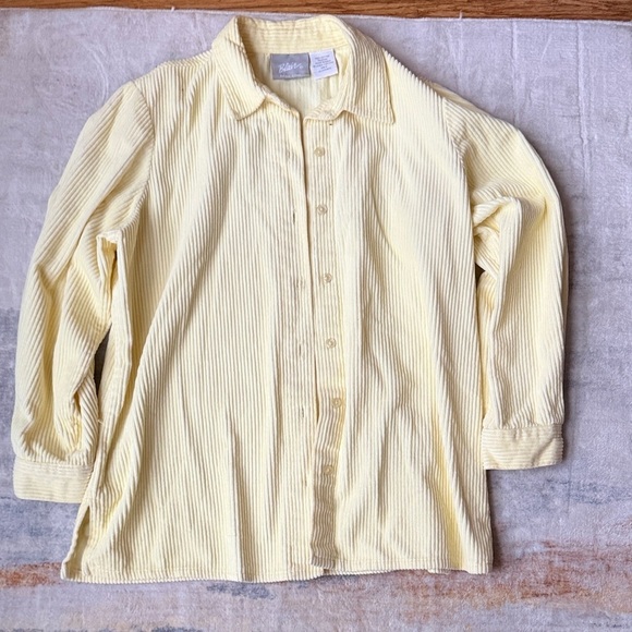 Blair Tops - (222)Blair Light Yellow Striped Button Down Shirt